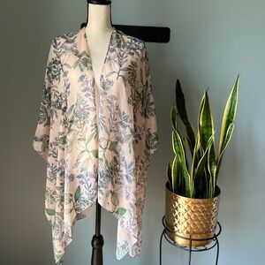 COPY - One Size • Sheer Botanical Kimono Style Cover Up Top • Blush Pink